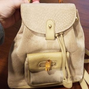 Tan suede Gucci mini backpack bag